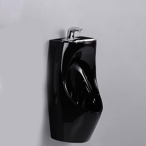 AYHARYLH Urinale Kuchen Für Männer Badezimmer, Mit Waschbecken Und Ausziehbarem Wasserhahn, Auslaufsicheres, Wandmontiertes Urinal(Nero) von AYHARYLH