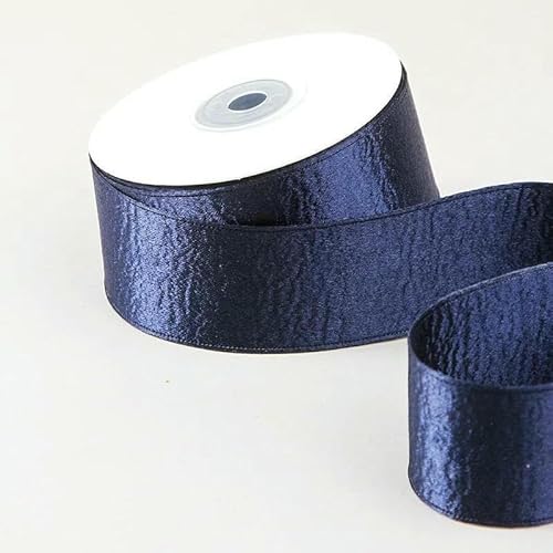 Doppelseitiges, silberglänzendes Satinband aus Samt mit Randdesign für selbstgemachte Kopfbedeckungen, frische Blumen, Verpackungen – Marineblau – 9 mm (50 Yards) von AYHTUD