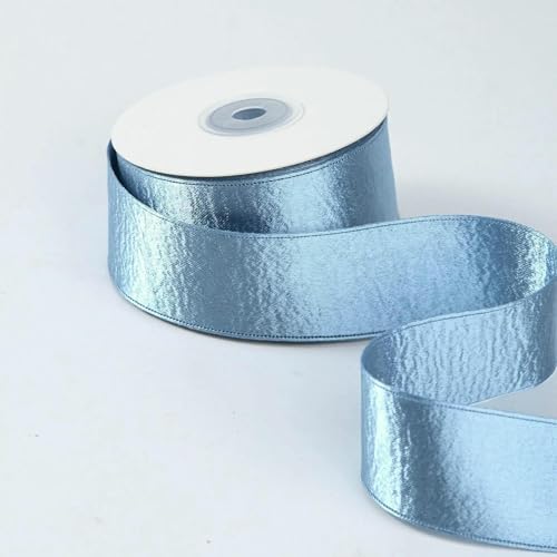 Doppelseitiges, silberglänzendes Satinband aus Samt mit Randdesign für selbstgemachte Kopfbedeckungen, frische Blumen, Verpackungen – blau – 25 mm (10 Jahre) von AYHTUD