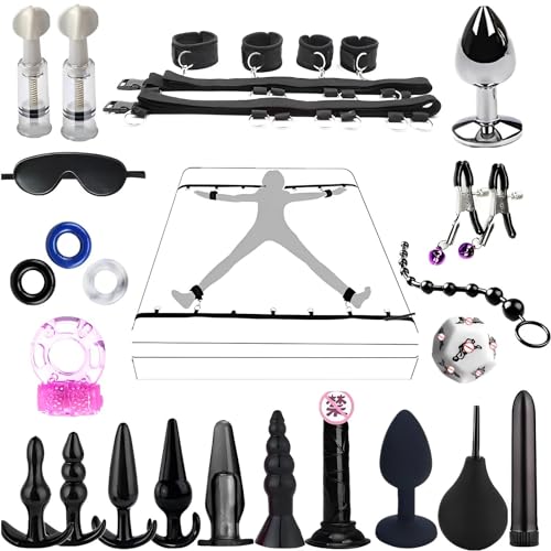 AYHYA 22 Piece BDSM Bondage Set for Couples Includes Handcuffs Blindfold Whip Nipple Clamps Gag and More Perfect for Beginners and Experienced Couples Exploring Extreme BDSM AYHYA 22 Piece BDSM Bondage Set for Couples Includes Handcuffs Blindfold Whip Nipple Clamps Gag and More Perfect for Beginners and Experienced Couples Exploring Extreme BDSM von AYHYA