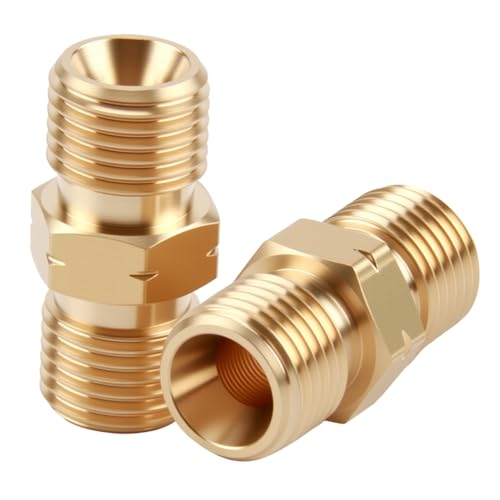 2 Stück Gasanschluss aus Messing, 1/4 Zoll, Adapter Doppelstecker für Propangasanschluss, vielseitiger Anschluss für Klempnerei, Schlauchanschluss Propan-Verlängerung von AYHYHLJZJ