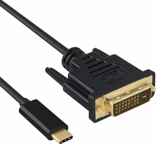 USB C auf DVI Kabel, 4K USB Typ C Kabel [Thunderbolt 3/4] auf DVI kompatibel mit 1080p, 60 Hz, vergoldeter Stecker, kompatibel mit MacBook Pro/MacBook USB-C, iMac, Surface Book 2 und Pixelbook von AYHYHLJZJ