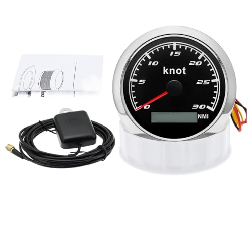 0~30 Knoten, 0~60 85 mm GPS-Tachometer mit Antenne, 7-farbiger Lichtgeschwindigkeits-Kilometerzähler for Boote, Marineyachten, 12 V, 24, wasserdicht(30Knots WS) von AYJYZHIAG