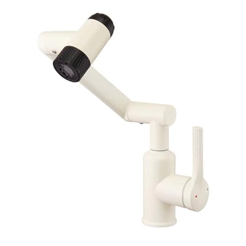 4 Modi Multifunktions-Waschtischarmatur Rotation Heiß- und Kaltmischbatterie Tischmontierter Wasserhahn Strahlsprüher Wasser nach oben for Badezimmer(WHITE) von AYJYZHIAG