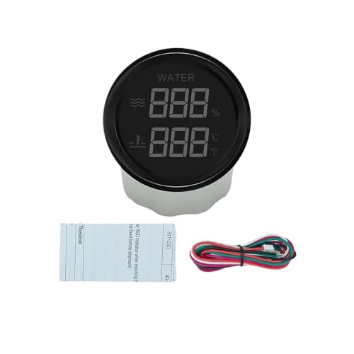 52 mm wasserdichter 2-in-1-Digital-Kraftstoffstand, Wasserstand, Wassertemperatur, Fäkalientank-Füllstandsanzeige, Voltmeter for Auto, Boot(TV BS) von AYJYZHIAG