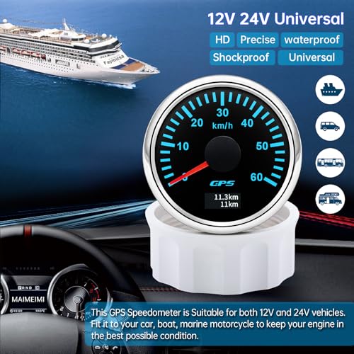 52MM GPS Tachometer 30/60/80/120/200 Km/h Boot Auto Lkw Speed ​​Gauge Meter 7 farbe Hintergrundbeleuchtung Mit Antenne(30kmh WS) von AYJYZHIAG