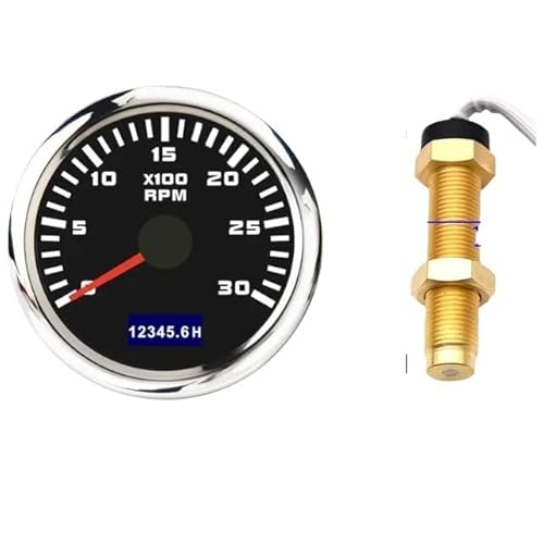 52mm Drehzahlmesser + Tachosensor 4000 U/min 6000 7000 8000 Auto-Marine-Außenbordmotor Tachoanzeige mit Betriebsstundenzähler(Orange) von AYJYZHIAG
