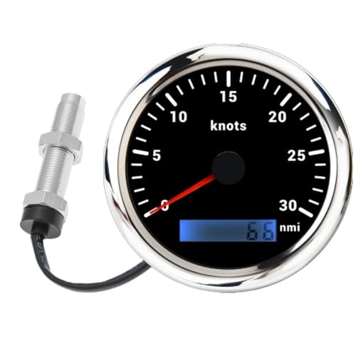 7-Farben-Licht-Marineboot-Yacht-85-mm-Tachometeranzeige mit Holzer-Sensor M16X1.5 Hall-Sensor Analoger Pulstacho(30Knots BN) von AYJYZHIAG
