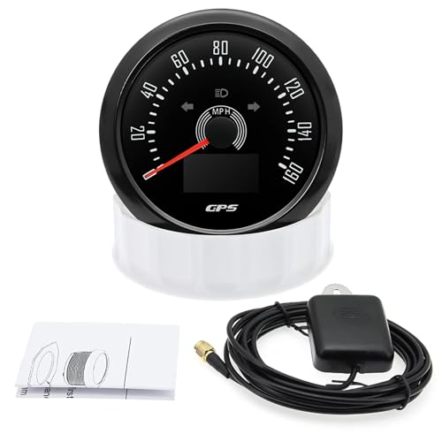 85MM Digitaler GPS-Tachometer 0-160MPH 0-200KMH Geschwindigkeitsmesser mit GPS-Antenne for Auto-Marineboot 7-Farben-Hintergrundbeleuchtung(160 MPH BN) von AYJYZHIAG