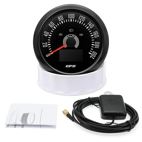 85MM Digitaler GPS-Tachometer 0-160MPH 0-200KMH Geschwindigkeitsmesser mit GPS-Antenne for Auto-Marineboot 7-Farben-Hintergrundbeleuchtung(200 KMH BN) von AYJYZHIAG