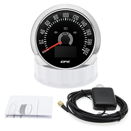 85MM Digitaler GPS-Tachometer 0-160MPH 0-200KMH Geschwindigkeitsmesser mit GPS-Antenne for Auto-Marineboot 7-Farben-Hintergrundbeleuchtung(200 KMH BS) von AYJYZHIAG