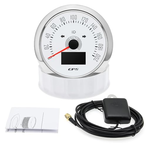 85MM Digitaler GPS-Tachometer 0-160MPH 0-200KMH Geschwindigkeitsmesser mit GPS-Antenne for Auto-Marineboot 7-Farben-Hintergrundbeleuchtung(200 KMH WS) von AYJYZHIAG
