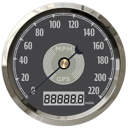 85MM Retro Classic Gauge GPS Tachometer 220kmh 200kmh 160MPH 200MPH Geschwindigkeitsmesser Rot/Gelb Hintergrundbeleuchtung 12V/24V Mit GPS-Antenne(Blue) von AYJYZHIAG