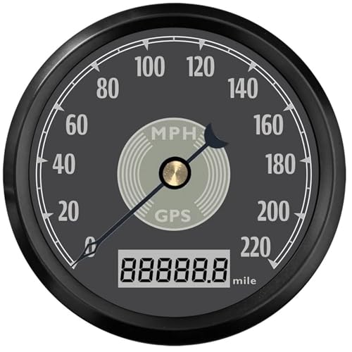 85MM Retro Classic Gauge GPS Tachometer 220kmh 200kmh 160MPH 200MPH Geschwindigkeitsmesser Rot/Gelb Hintergrundbeleuchtung 12V/24V Mit GPS-Antenne(White) von AYJYZHIAG