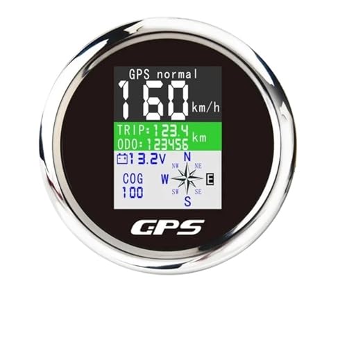 85mm Tachometer GPS Kilometerzähler Einstellbare Reise Voltmeter Bildschirm Geschwindigkeit Messgeräte for Motor Yacht Boot Auto Außenbordmotor(Black) von AYJYZHIAG