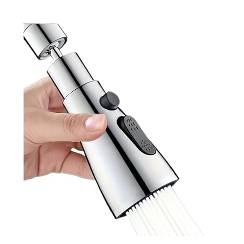 AYJYZHIAG 1 Stück Wasserhahnverlängerung, 360-Grad-Drehbrause, Küchenarmaturen, Spritzschutz, Wasserhahn-Booster, Dusche und wassersparender Wasserhahn, DREI Modi(Silver) von AYJYZHIAG