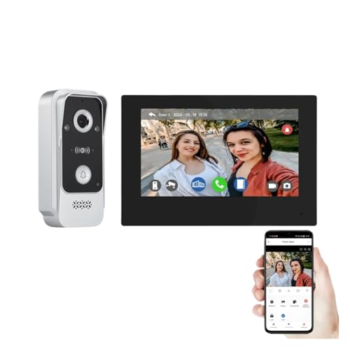 AYJYZHIAG 7-Zoll-Smart Wired Home Videophone Intercom System Dual Lock Entriegelung FHD 1080P Drahtlose Video-Türsprechanlage Türklingel von AYJYZHIAG