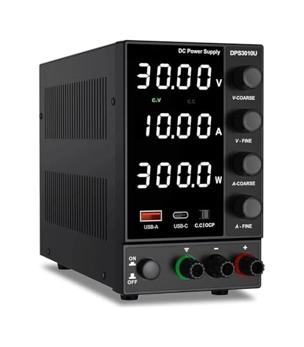 AYJYZHIAG DC-Netzteil, variabel, 30 V, 0–10 A, mit Encoder-Grob- und Feineinstellknöpfen, Tisch mit USB- und Typ-C-Schnellladeanschlüssen(DPS3010U) von AYJYZHIAG