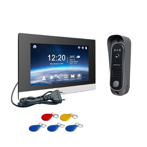 AYJYZHIAG Drahtloses WLAN-Video-Gegensprechsystem, 1080P-Türklingel, 7-Zoll-IPS-Touchscreen, Entsperrung der ID-Karte, Bewegungserkennung(H-R6-P202BD-M503BA-B) von AYJYZHIAG