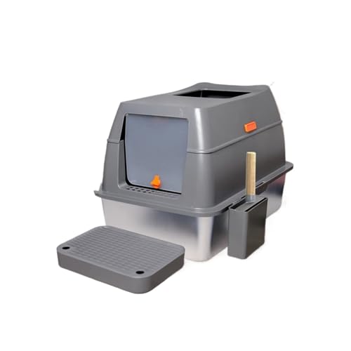 AYJYZHIAG Geschlossene Katzentoilette aus Edelstahl mit Deckel, extragroß, for große Katzen, Metall, hohe Seitenwände AYJYZHIAG Geschlossene Katzentoilette aus Edelstahl mit Deckel, extragroß, for große Katzen, Metall, hohe Seitenwände von AYJYZHIAG