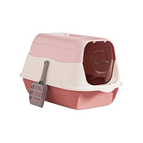 AYJYZHIAG Große Katzentoilette mit Haube, geruchsabweisende, vollständig geschlossene Streuschaufel for den Heimtierbedarf(Pink) von AYJYZHIAG