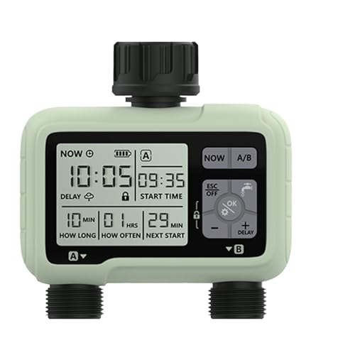 AYJYZHIAG Großes LCD-Display 2-Ausgänge Haushalts-Außenbewässerungstimer Zeitgesteuertes automatisches Gartenbewässerungswerkzeug(POP3-HCT-326-BS) von AYJYZHIAG