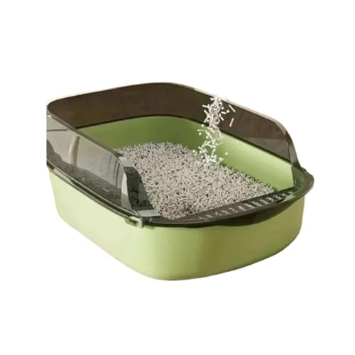 AYJYZHIAG Katzentoilette, offene, verdickte, halbgeschlossene, spritzwassergeschützte Haustiertoilette mit hoher Seite, Streuschaufel(Large grey) von AYJYZHIAG