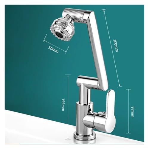 AYJYZHIAG Mechanischer Arm Universal Wasserhahn Badezimmer Küche Spritzwassergeschützter Aufsatzwaschbecken Heiß- und Kaltwasserhahn Zubehör(Silver) von AYJYZHIAG