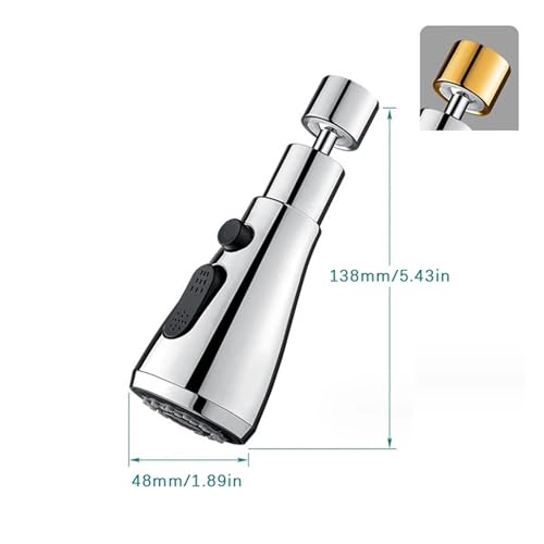AYJYZHIAG Universal 360 ° drehbar Küchenarmatur Extender Belüfter Kunststoff Splash Filter Küche Waschbecken Wasserhahn Bubbler Düse(Silver) von AYJYZHIAG