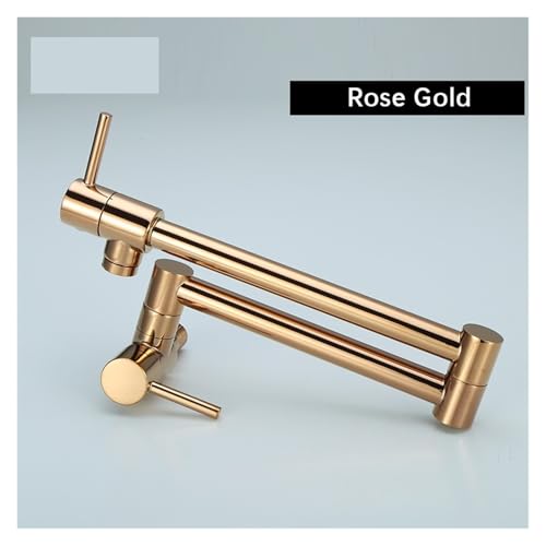 An der Wand montierter, klappbarer Topffüller, grauer Küchenhahn aus massivem Messing, 360 Grad drehbar, Einloch-Spülenhahn(Rose Gold) von AYJYZHIAG