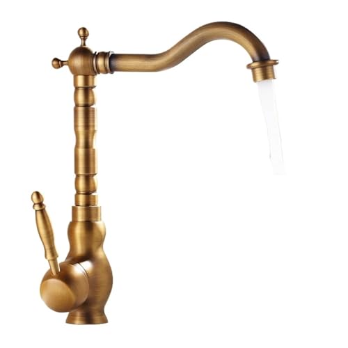 Antiker Messing-Badezimmerhahn mit drehbarem Auslauf, Waschbecken, Mischbatterie, Badezimmer, Küche, Waschhahn, Waschtischarmaturen, Küchenmischer(High Style B) von AYJYZHIAG