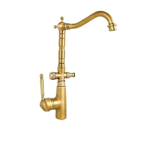 Antiker Messing-Keramikgriff-Waschtischhahn drehbarer Badezimmerhahn Küchenhahn Heiß Kalt Mischer Kran(Shelf) von AYJYZHIAG