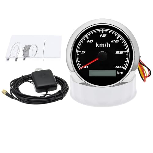 Auto Marine Boot 85mm GPS Tachometer Gauge mit Antenne 7 Farbe Hintergrundbeleuchtung Geschwindigkeit Meter 60KMH, 120KMH, 200KMH(120KMH BN) von AYJYZHIAG