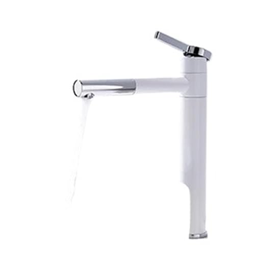 Badarmaturen Ausziehbarer Waschtischmischer Spültischarmatur Gourmet Waschtischarmaturen Wasserhahn 360° Armaturen Kran Messing Chrom Schwarz(White Chrome Faucet) von AYJYZHIAG