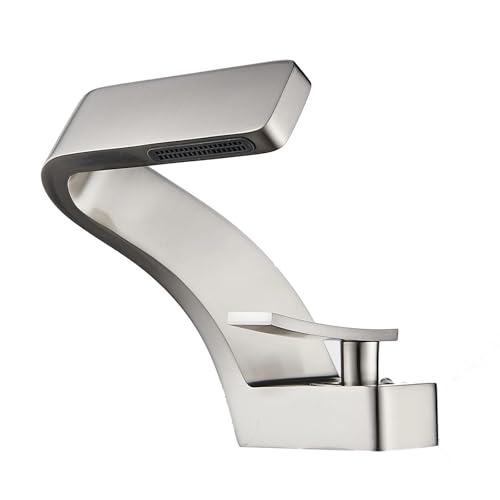 Badezimmer Deck Montiert Waschbecken Wasserhahn Schwarz Einzigen Loch Heißen und Kalten Mitigeur Salle De Bain Mischbatterie(115Brushed) von AYJYZHIAG