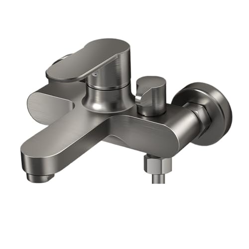 Badezimmer-Duscharmatur, Mischventil, Duschbrausegarnitur, Badezimmer-Badewannen-Mischschalter, dreifacher Warm- und Kaltwasserhahn(Gray) von AYJYZHIAG