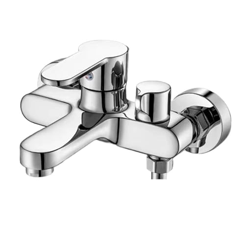 Badezimmer-Duscharmatur, Mischventil, Duschgarnitur, Badewannen-Mischschalter, dreifacher Warm- und Kaltwasserhahn, Duscharmatur(Silver) von AYJYZHIAG