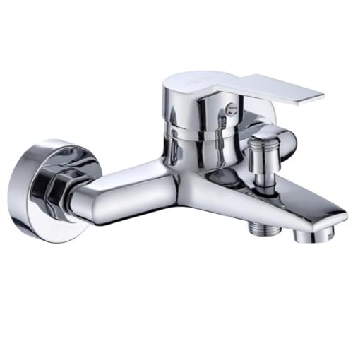 Badezimmer-Duscharmatur Badewannenarmatur ABS-Kunststoffgriff Wandmontage Doppelauslauf Heiß Kalt Mischventil Düsenhahn for Badezimmer(Chrome) von AYJYZHIAG