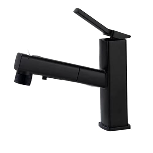 Badezimmer-Waschtischarmaturen Waschtischmischer Waschbecken Wasserhahn Herausziehbarer Badezimmer-Wassermischer Chrom Messing Moderne Waschtischarmaturen Schwarz(54101b-black) von AYJYZHIAG