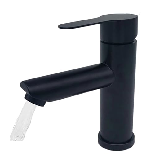 Badezimmer-Wasserhahn, Warm- und Kaltmischbatterie, an Deck montierte Waschtischarmaturen, schwarzes Quadrat, Waschbecken, Badewannenarmatur (Schlauch nicht im Lieferumfang enthalten)(DMZB-black) von AYJYZHIAG