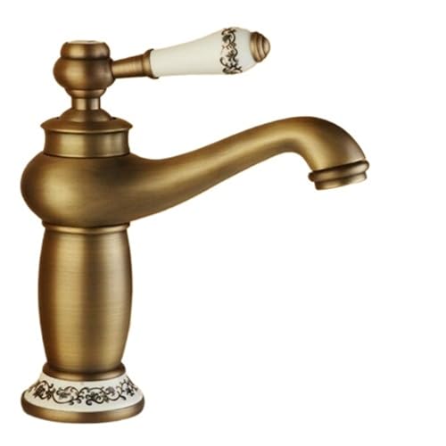 Badezimmer Wasserhahn Antike Bronze Finish Messing Waschbecken Massiv Wasserhähne Einhebelmischer Bad Kran(Antique Bronze) von AYJYZHIAG