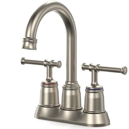 Badezimmerarmaturen for Waschbecken, 2 und 3 Löcher, 10, cm, Griffe, Wasserhahn for Badezimmerwaschbecken mit Pop-Up-Ablauf, 360° schwenkbarer Auslauf, gebürstetes Nickel Badezimmerarmaturen for Waschbecken, 2 und 3 Löcher, 10, cm, Griffe, Wasserhahn for Badezimmerwaschbecken mit Pop-Up-Ablauf, 360° schwenkbarer Auslauf, gebürstetes Nickel von AYJYZHIAG