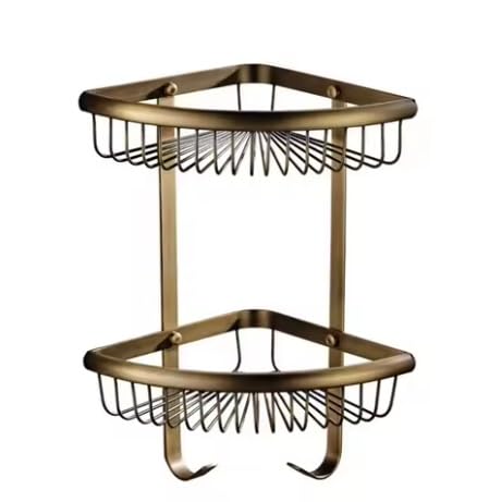 Badezimmerzubehör Antik Bronze Handtuchablage Toilettenpapierhalter Seifenhalter Handtuchhalter Wäscheständer ELF4001(2 layer corner shelf) von AYJYZHIAG
