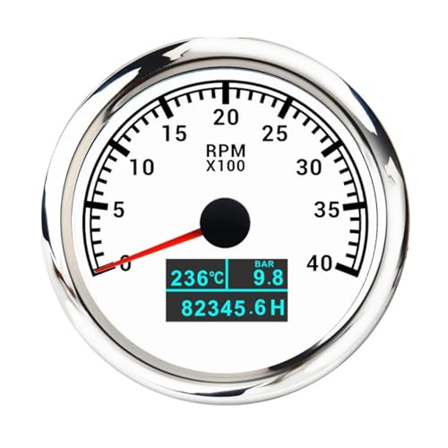 Benutzerdefinierte 3000 U/min 4000 85 MM 3-in-1-Autoanzeige mit Tachosensor Drehzahlmesser Wassertemperatur Öl LCD Betriebsstundenzähler Rote Hintergrundbeleuchtung(13cm) von AYJYZHIAG