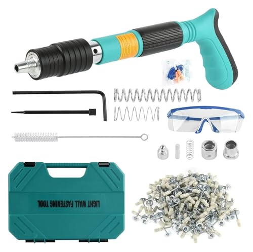 Beton Nagel Pistole Set Tragbare Schießen Maschine Mit Nägel Werkzeug Tasche Haushalt Dekor Wand Anker Draht Schlitzen Gerät(Green 120pcs nails) von AYJYZHIAG