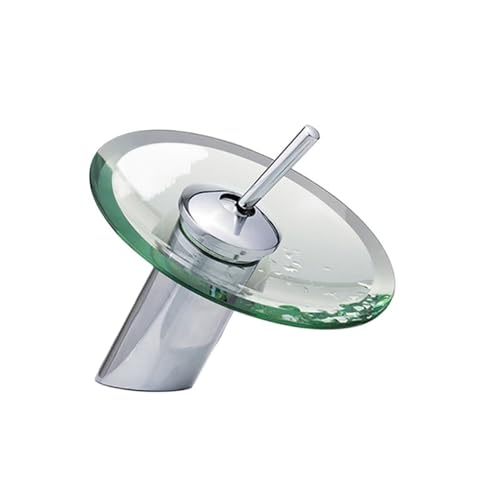 Bunter Glas-Wasserfall-Waschbeckenhahn, Chrom-Waschbeckenhahn, Einhebel-Deckmontage, runder Mischbatterie(Transparent Glass) von AYJYZHIAG