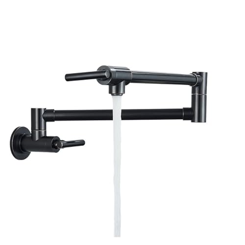 Chrom-Nickel-Schwarz-Messing Topffüller Wasserhahn Wandmontage Küchenarmatur Einzelkalt Einlochhahn Drehbarer Klappauslauf(B-Oil Rubbed Bronze) von AYJYZHIAG