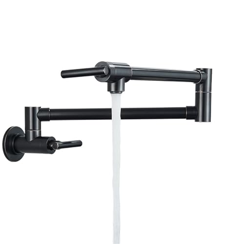 Chrom-Nickel-Schwarz-Messing-Topffüllhahn, wandmontierter Küchenarmatur, einzelner kalter Einlochhahn, drehbarer, klappbarer Auslauf(C-Brushed Gold) von AYJYZHIAG