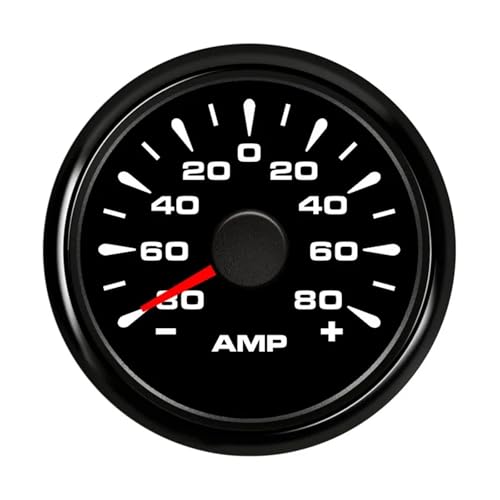 Custom Universal 52mm Ampmeter AMP Gauge 7 Colors LED +/- 80A +/-150A Ampere with Current Shunt Sensor For Auto Truck Boat(Black 80A) von AYJYZHIAG