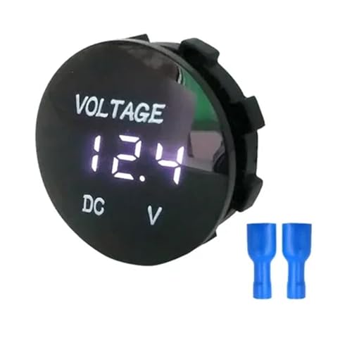 DC 5V-48V LED digitales Rundvoltmeter Monitor Amperemeter Auto Motorrad Spannungs- und Strommessgerät Detektortester Monitorpanel(White) von AYJYZHIAG